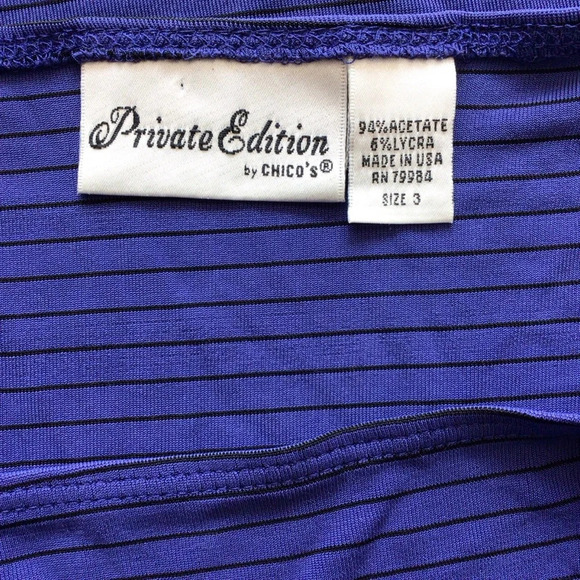 Chico’s Private Edition Purple and Black Stripe Sleeveless Top - Size 3 - Picture 5 of 6